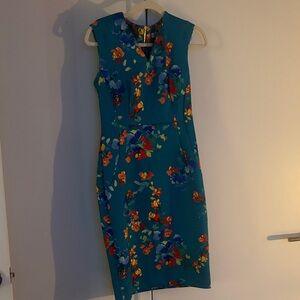 Calvin Klein Teal Floral Sleeveless Sheath Dress